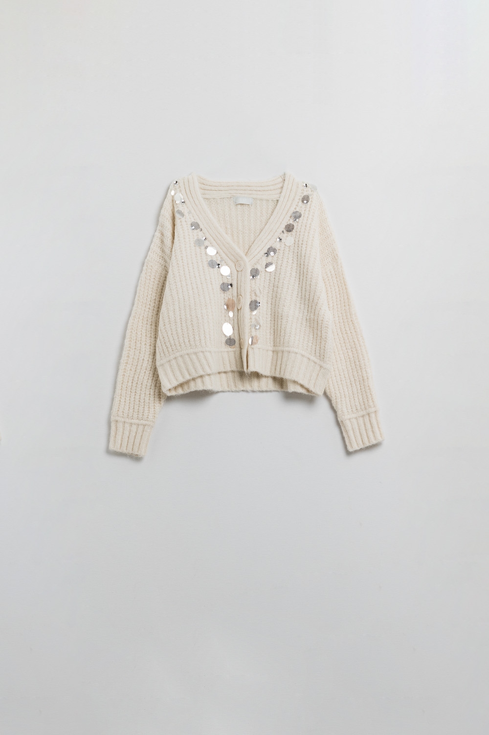 Chaqueta de punto grueso con detalle de lentejuelas Chaqueta de punto grueso con detalle de lentejuelas