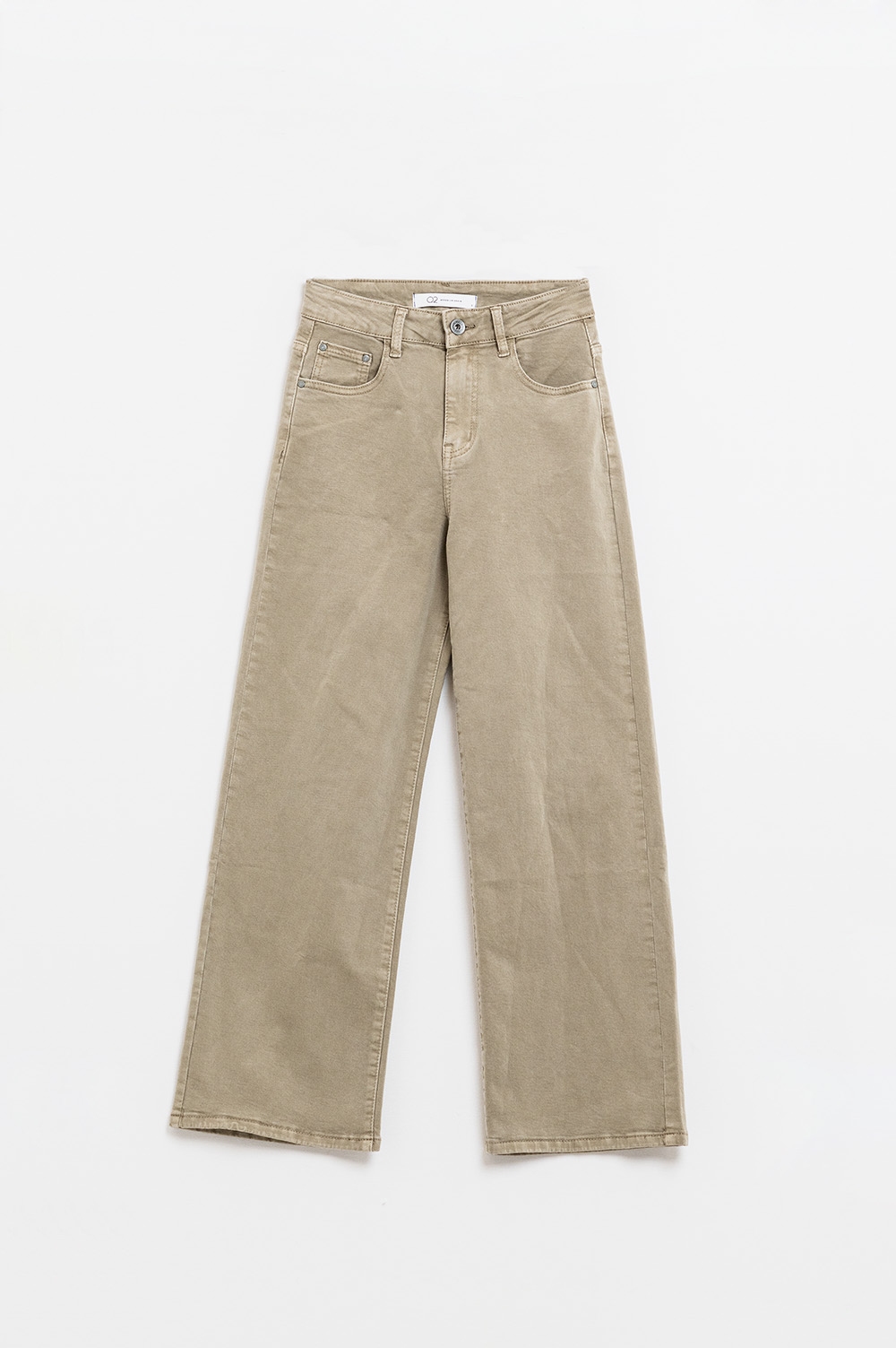 Vaqueros capri color beige de pernera ancha Vaqueros capri color beige de pernera ancha