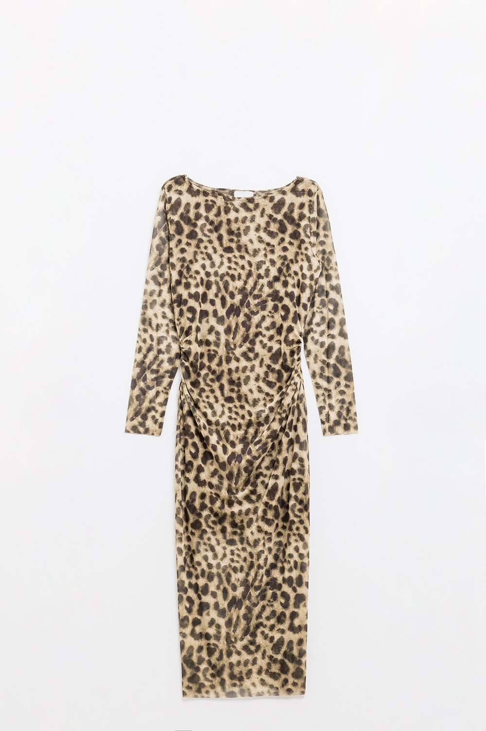 vestido bodycon midi transparente de manga larga con estampado de leopardo vestido bodycon midi transparente de manga larga con estampado de leopardo