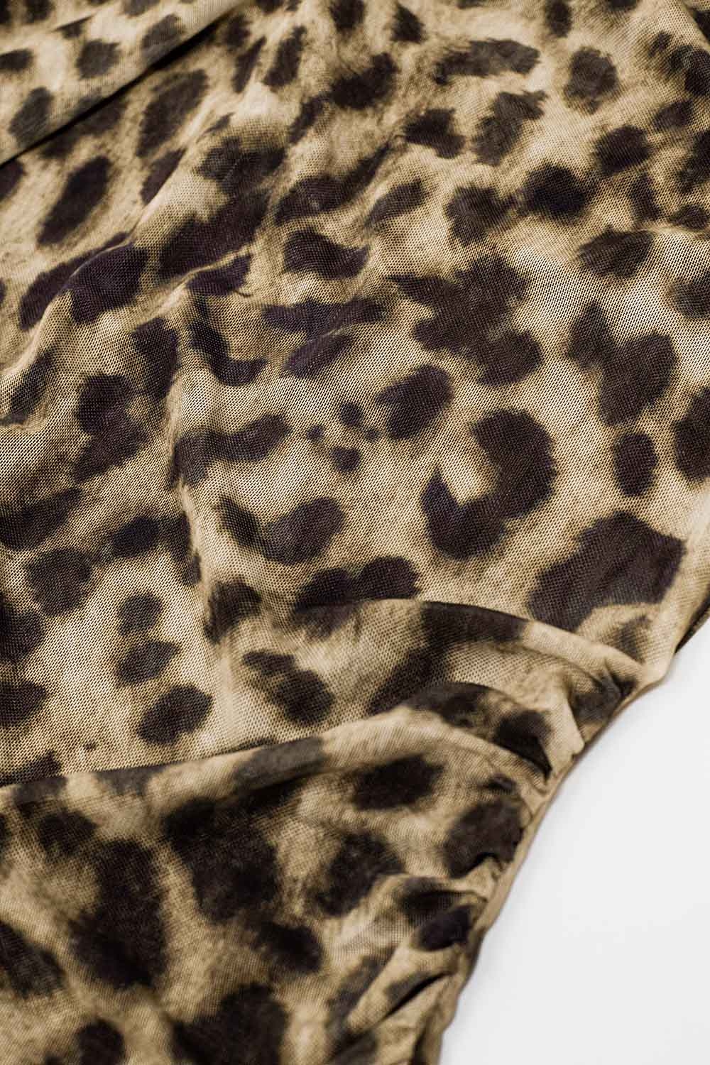 vestido bodycon midi transparente de manga larga con estampado de leopardo vestido bodycon midi transparente de manga larga con estampado de leopardo