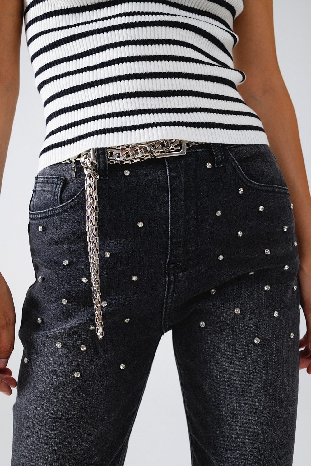 Vaqueros pitillo negros con strass Vaqueros pitillo negros con strass