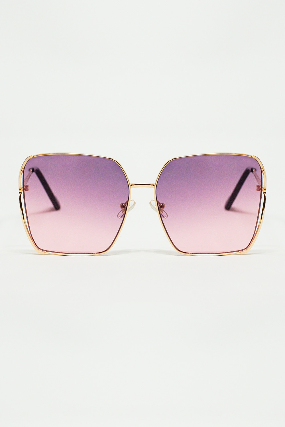 Gafas de sol cuadradas oversize de metal con lentes degradadas moradas
